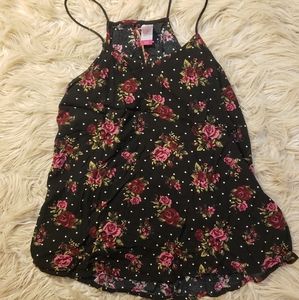 Black Floral Spaghetti Strap Top